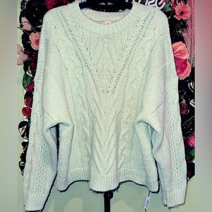 Mint Green Cable Knit Sweater